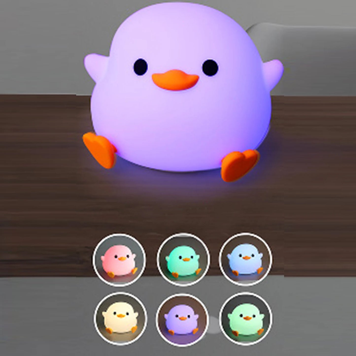 LED Night light Cute Duck Cartoon Animals Silicone Lamp for Children Kid Touch Sensor Timing USB Rechargeable for Birthday Gifts