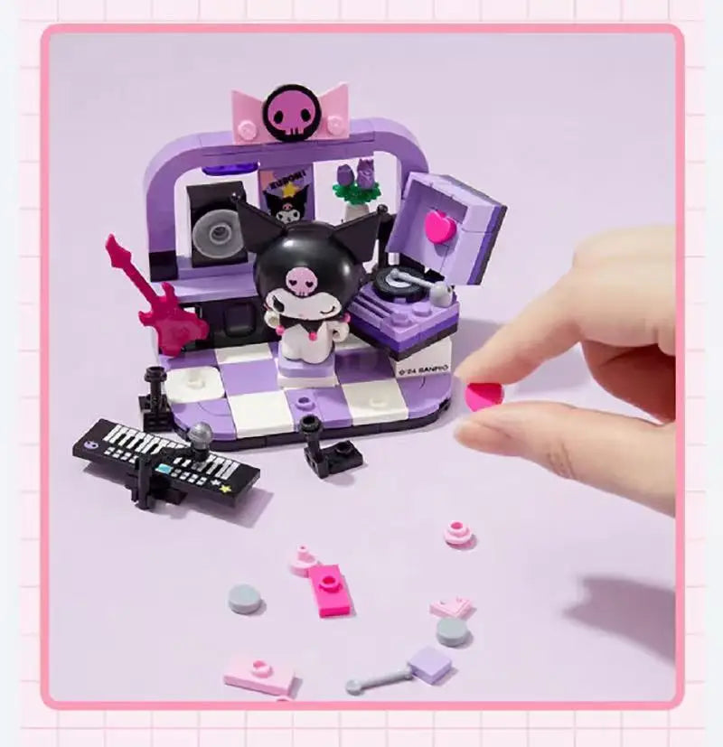 Sanrio DIY Assembly Model Building Block Toys Hello Kitty Kuromi My Melody Cinnamoroll Pochacco Cute Cartoon Doll Ornaments Toys