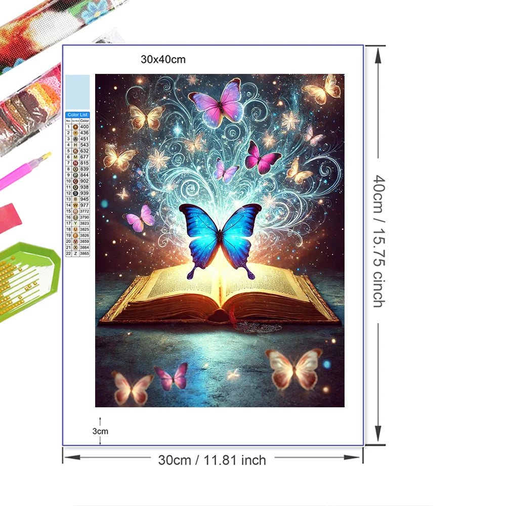 New Fairy Dust Full Drill Diamond Painting Book Butterfly Flower DIY Picture Of Rhinestone 5D Diamond Embroidery Decor