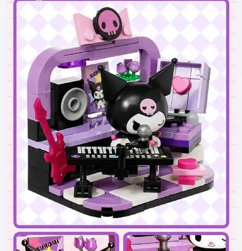 Sanrio DIY Assembly Model Building Block Toys Hello Kitty Kuromi My Melody Cinnamoroll Pochacco Cute Cartoon Doll Ornaments Toys