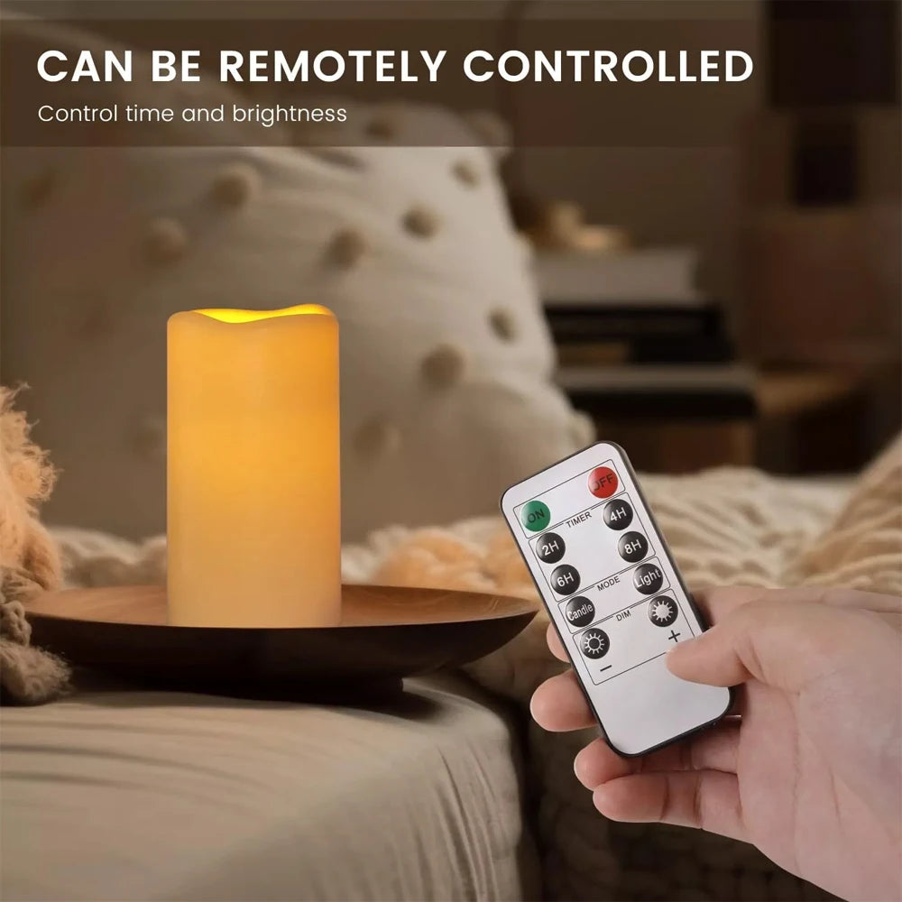 Set of 3 USB Rechargeable Flickering Pillar Candles – Paraffin Wax, Remote Controlled with Timer, Moving Wick LED Flameless Candles for Home & Party Decor