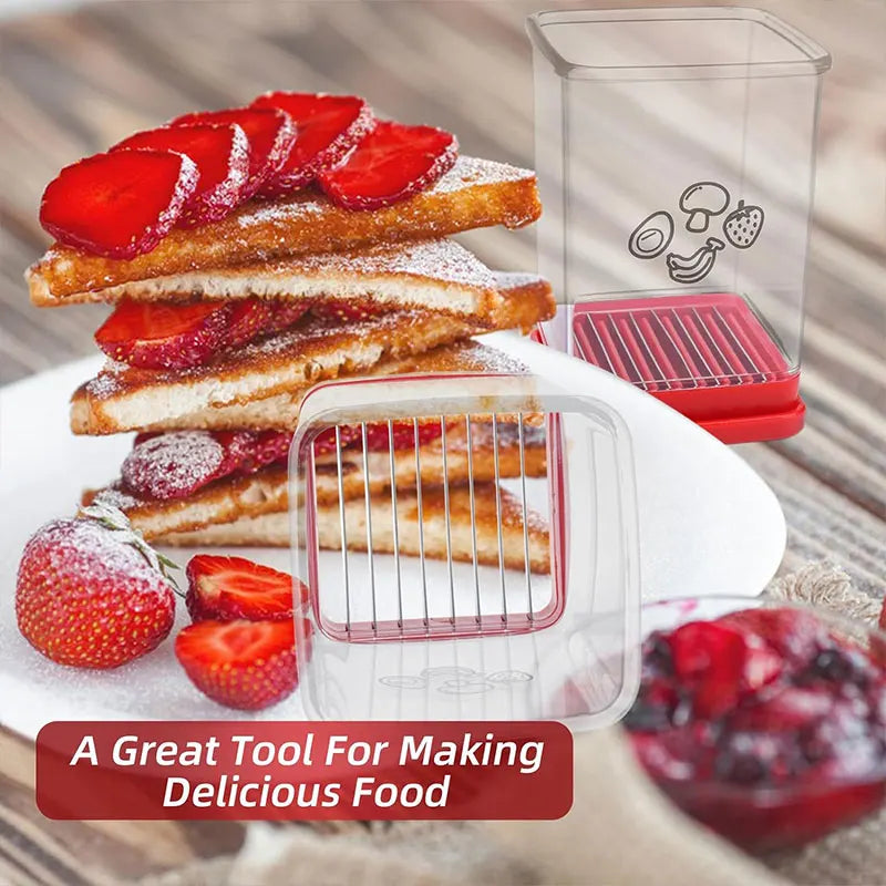 Fruit Speed Cup Slicer – 2-in-1 Push Plate Cutter for Strawberries, Bananas & Eggs (Quick Salad Prep | Compact Kitchen Gadget)