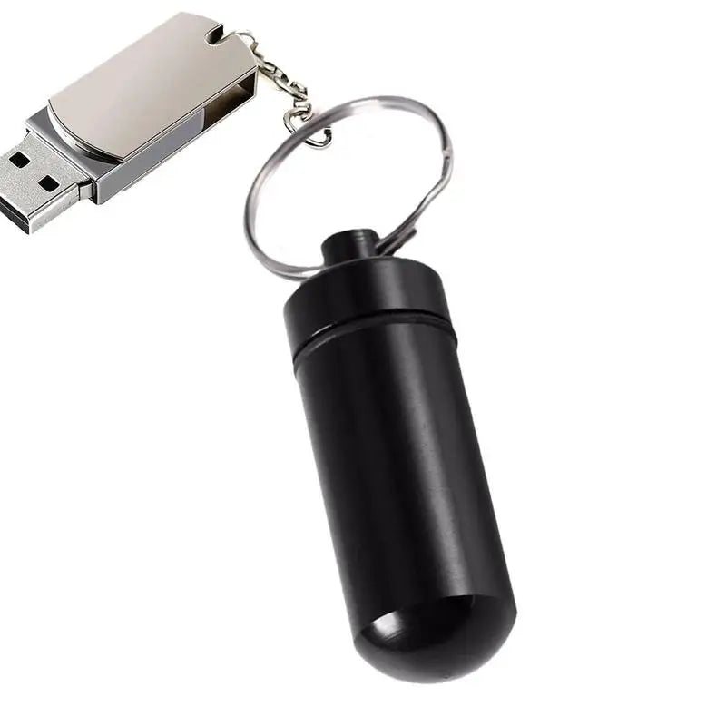 Mini Portable Metal Keychain Case – Pocket Pill Box, Earplug Holder, and Outdoor Geocaching Container