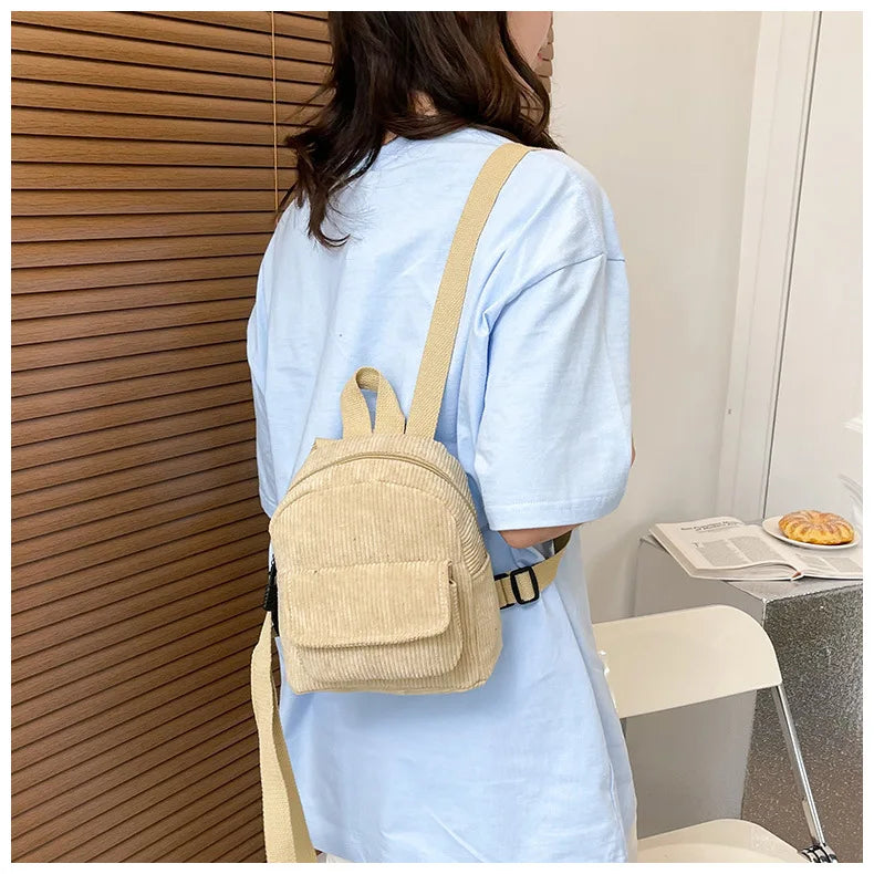 Retro Backpack Women's Backpack Fashion Small Bag Student Chest Bag Large Capacity Handbag Mom's Bag Fabric Shoulder Bag