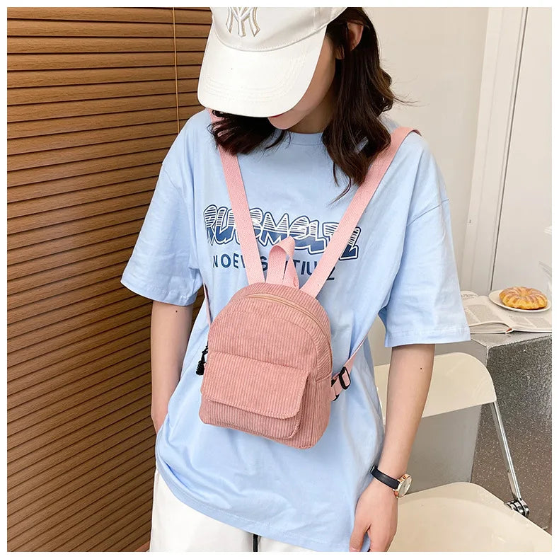 Retro Backpack Women's Backpack Fashion Small Bag Student Chest Bag Large Capacity Handbag Mom's Bag Fabric Shoulder Bag