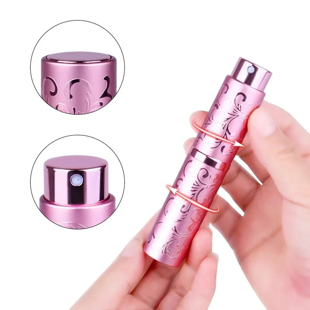 10ml Rattan Pattern Refillable Perfume Atomizer – Portable Aluminum Spray Bottle for Travel