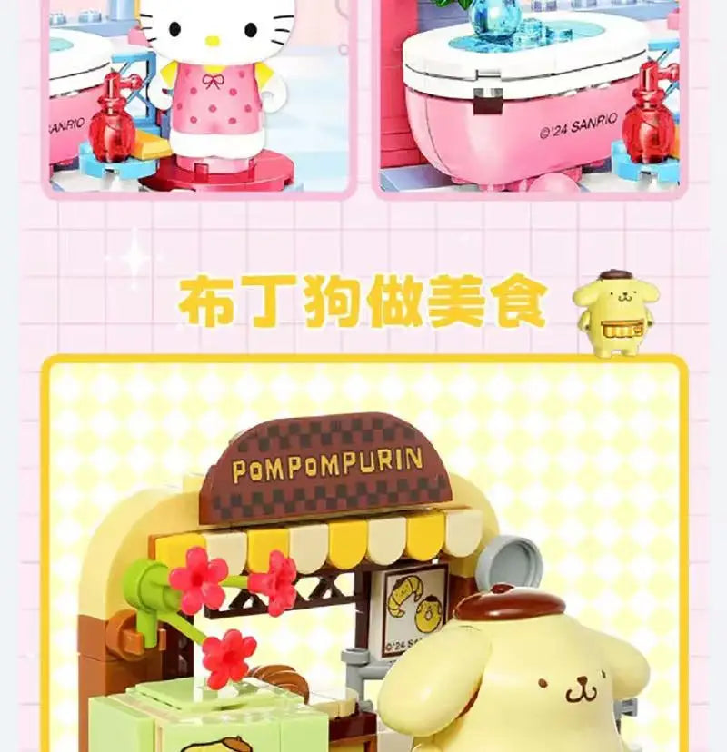 Sanrio DIY Assembly Model Building Block Toys Hello Kitty Kuromi My Melody Cinnamoroll Pochacco Cute Cartoon Doll Ornaments Toys