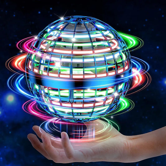 Flying Orb Toy – Cosmic Boomerang Hover Ball with LED Lights | Indoor & Outdoor Spinner Drone for Kids 6-12 | Cool Blue & Purple Gifts
