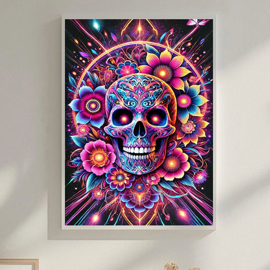 5D Gothic Skull Diamond Painting Kit – Full Round Drill DIY Mosaic Art for Home Decor