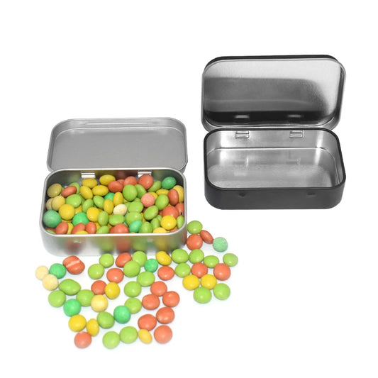 Mini Metal Tin Box with Hinged Lid – Small Storage Container for Candy, Pills, Crafts, and Geocaching