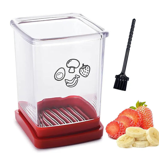 Fruit Speed Cup Slicer – 2-in-1 Push Plate Cutter for Strawberries, Bananas & Eggs (Quick Salad Prep | Compact Kitchen Gadget)