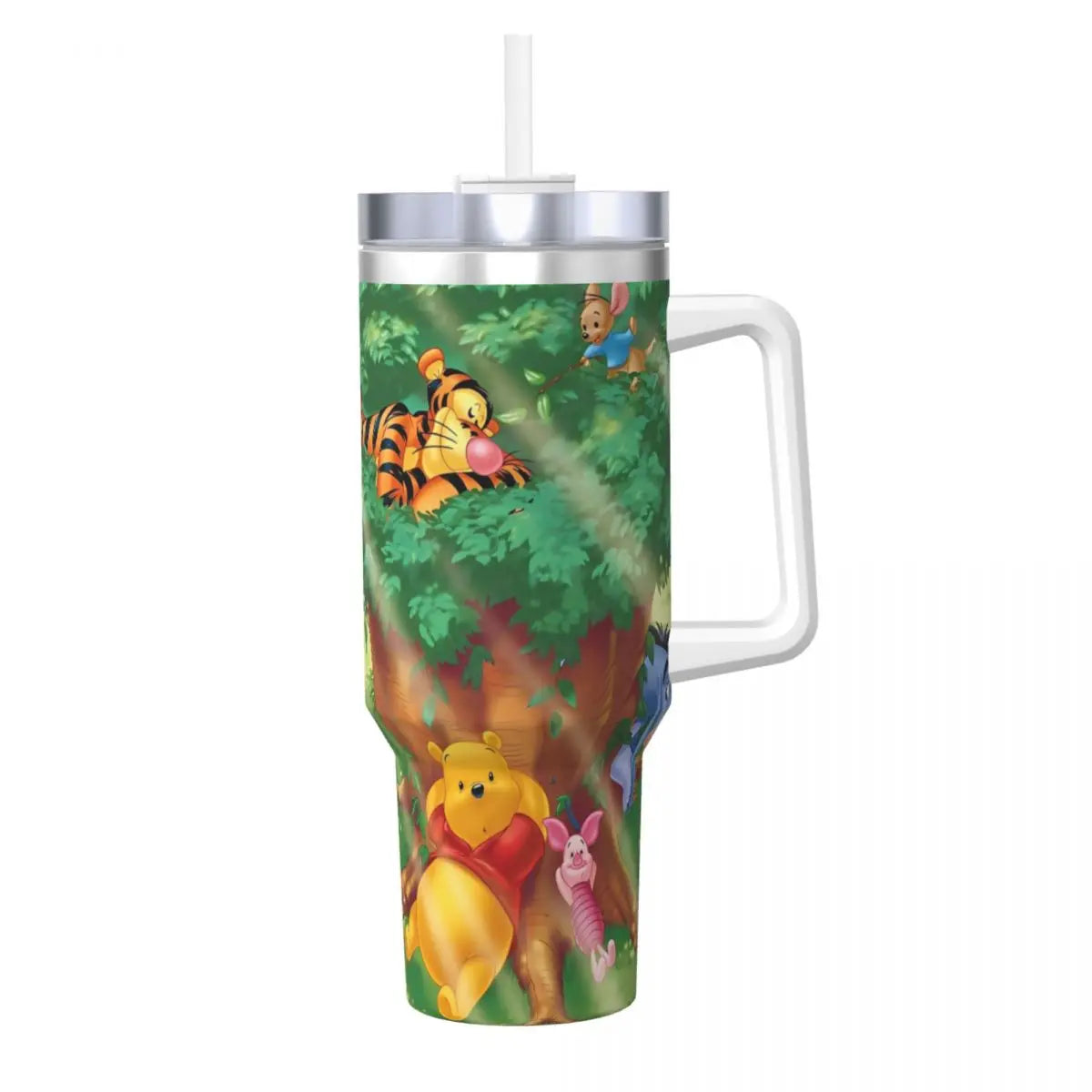 Winnie the Pooh Stainless Steel Tumbler – 40oz Leak-Proof Mug with Straw & Handle (Hot & Cold Drinks | Beach & Travel Ready)