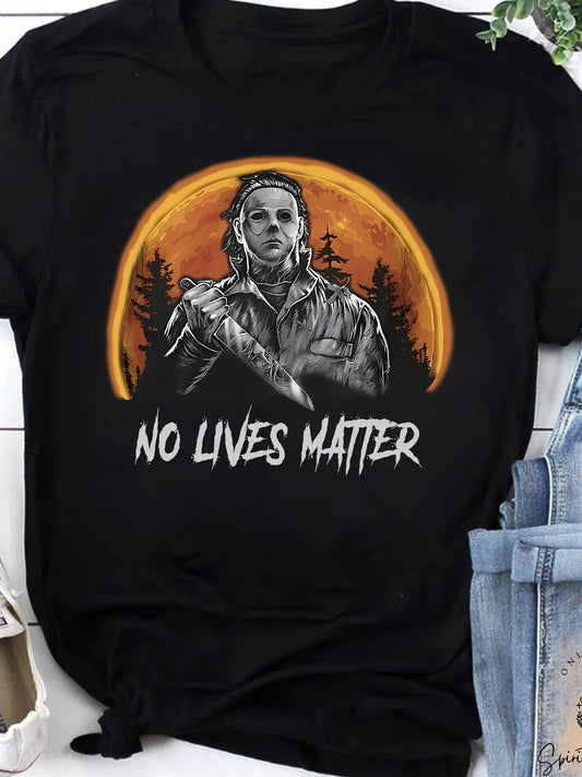 Michael Myers Slasher Humor Halloween Shirt – Black Horror Movie Tee for Men, Thriller-Inspired Graphic T-Shirt