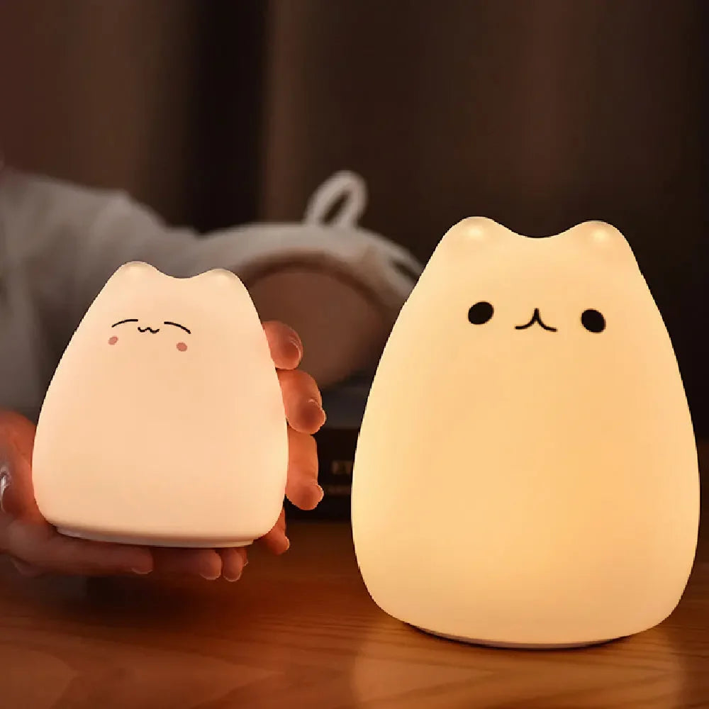 Touch Night Light Colorful Cat Silicone Animal Light Led Lights Cartoon Silicone Lamp Bedroom Decoration Lights Bedside Lighting