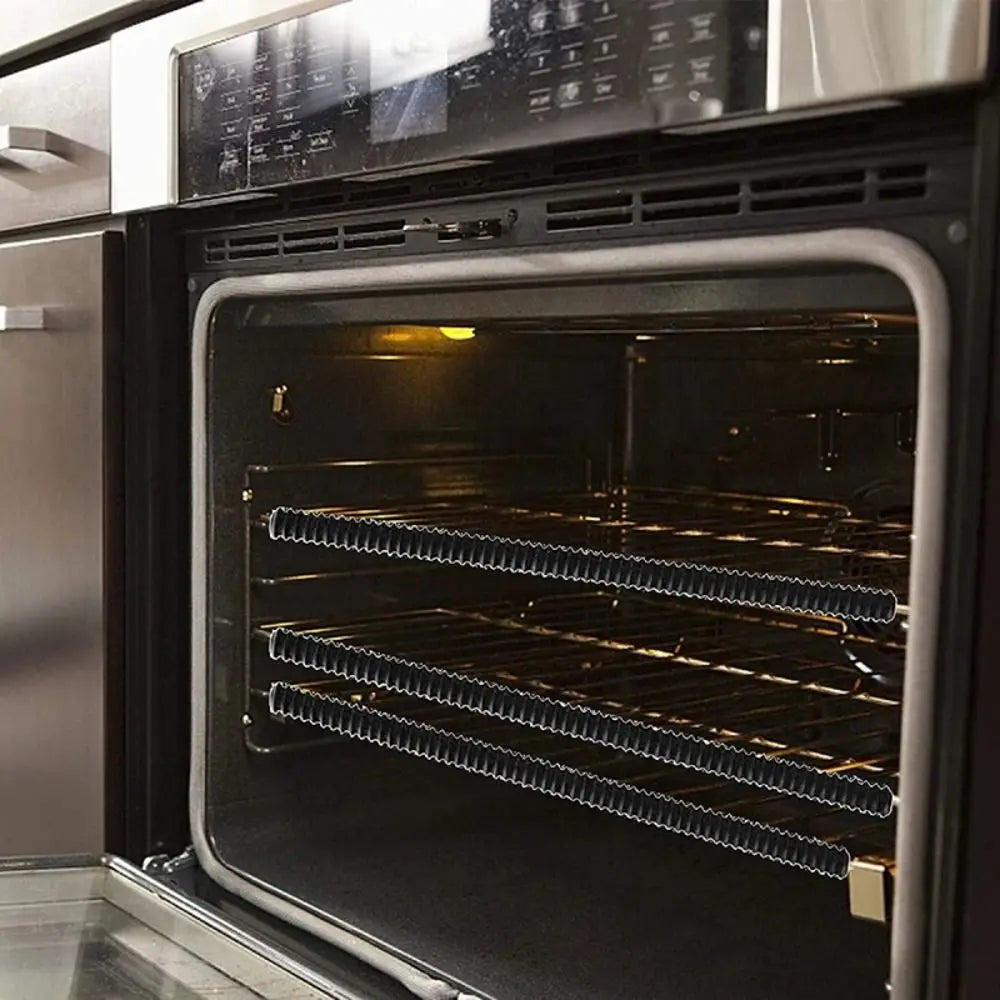 2-Pack Silicone Oven Rack Protectors – Threaded Heat-Resistant Insulation Strips (Avoid Burns & Scalds | BPA-Free Kitchen Safety Tool)