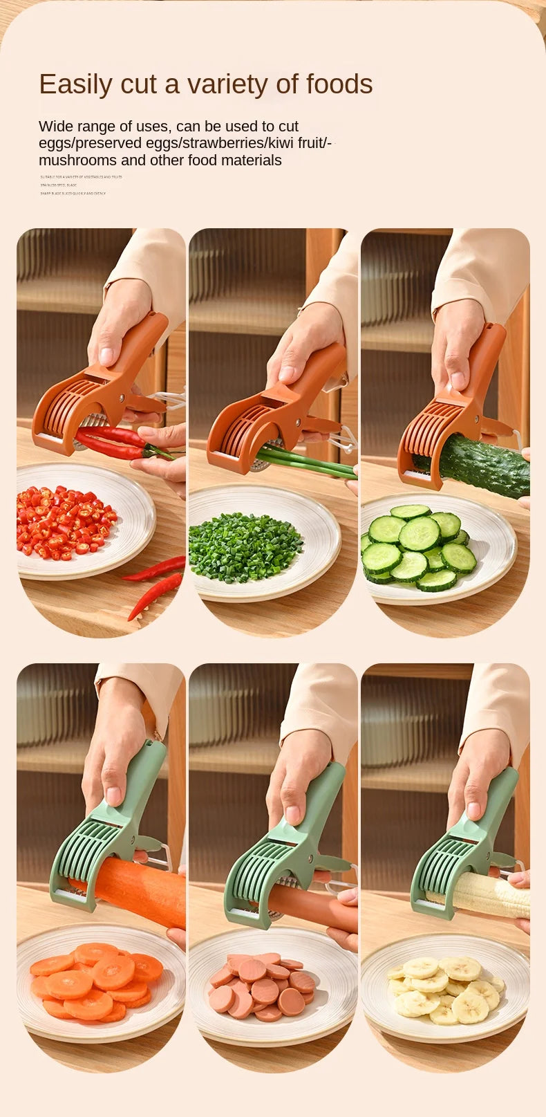 Multi-Functional Stainless Steel Vegetable & Fruit Slicer – Kitchen Tools & Salad Prep Accessory