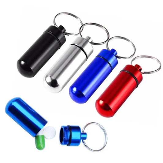 Mini Portable Metal Keychain Case – Pocket Pill Box, Earplug Holder, and Outdoor Geocaching Container