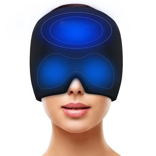 Hot & Cold Therapy Headache Relief Cap – Wearable Ice Hat for Migraine, Stress & Sinus Pain (Eye Mask + Head Massager Wrap)