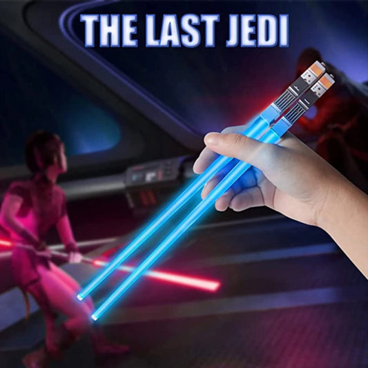 Unique Lightsaber LED Luminous Chopsticks Glowing Light Up Chop Sticks Reusable Food-Grade Safe ABS Tableware for Party Fun Gift