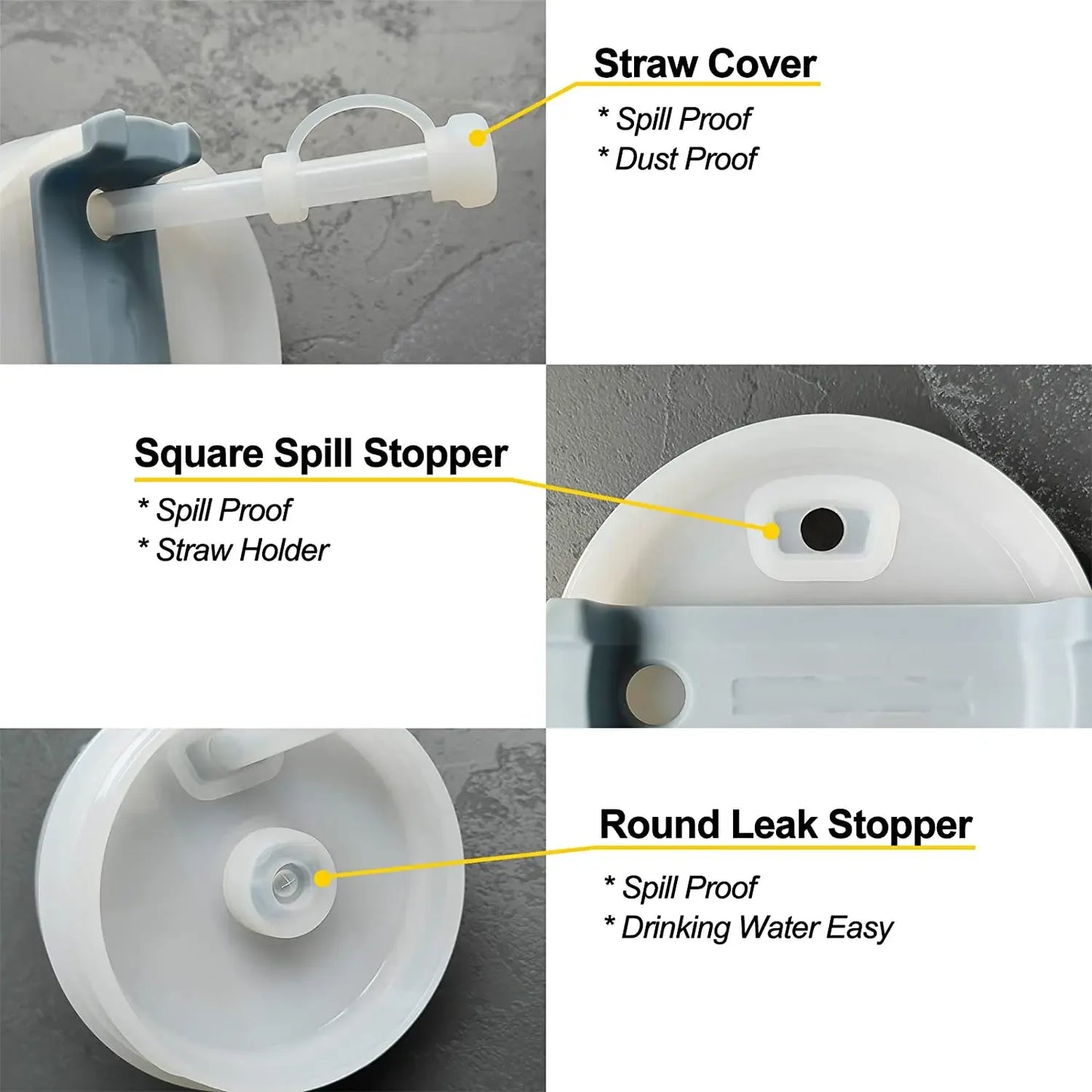 Silicone Spill-Proof Stopper Set for Stanley Cup 1.0 & 2.0 – 30oz / 40oz