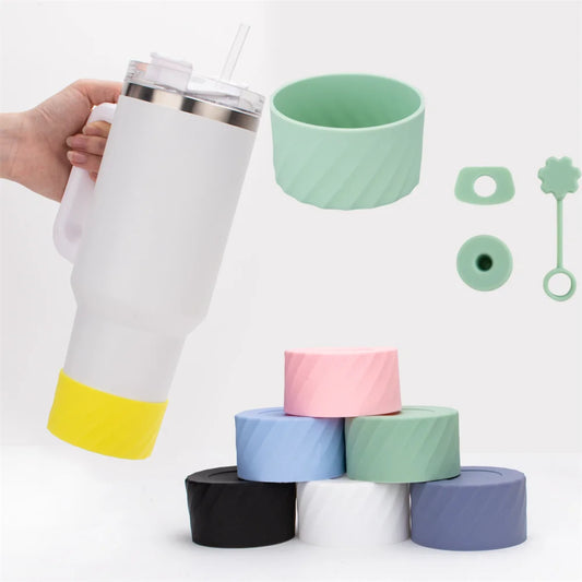 4Pcs Silicone Spill-Proof Stopper Set – Fits Stanley 40oz Cup (Protective Boot + Straw Covers | Leak-Proof Water Bottle Accessories)