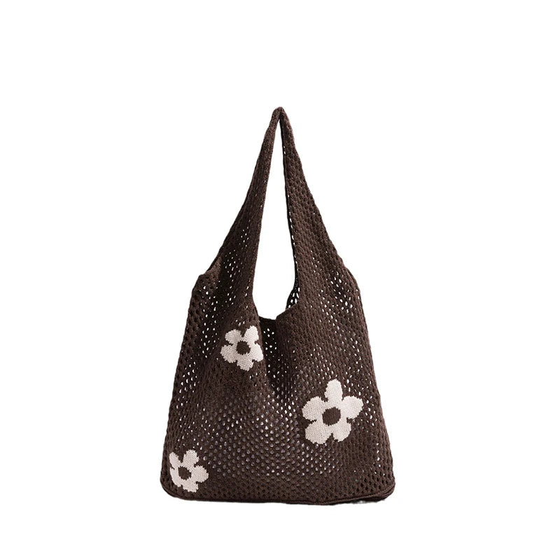 Woven Love Heart Knitted Shoulder Bag – Wool Tote for Women (Portable & Stylish | Daily Commuter & Student-Friendly)