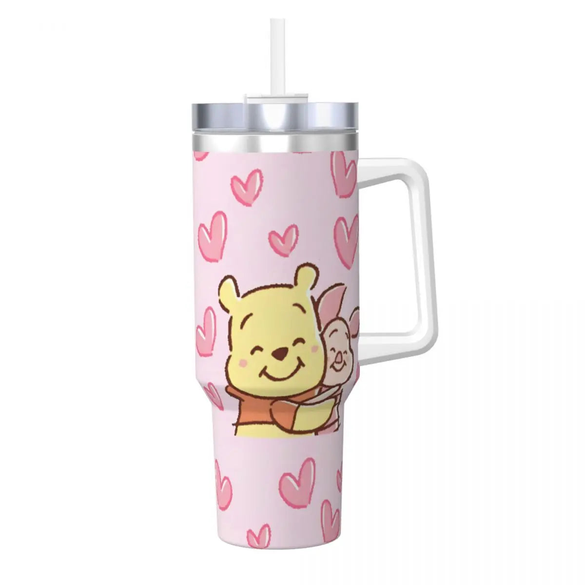Winnie the Pooh Stainless Steel Tumbler – 40oz Leak-Proof Mug with Straw & Handle (Hot & Cold Drinks | Beach & Travel Ready)